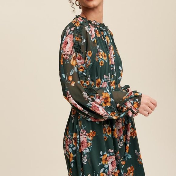 Amapola Floral Ruffled Chiffon Dress - Picture 4 of 11